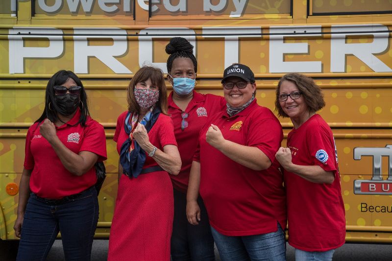 Congresswoman Manning (NC-06), CLC Triad President Kelly Green, and UAW 5287 Workers with Jouley